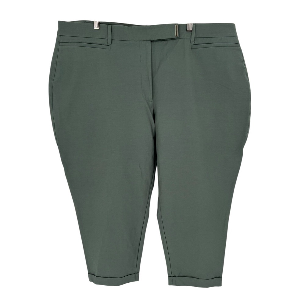 White House Black Market The Slim Crop Pant Plus Size 22W Green Casual Work